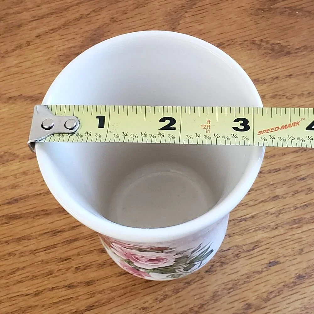 Vintage Bath Crowne Oaks Designs Rose Floral Porcelain Tumbler Toothpaste Holder